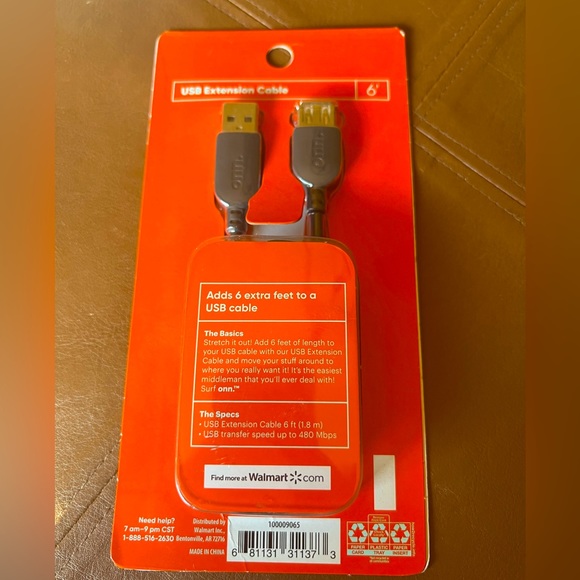 Surf Onn 6 foot USB extension cable (male to female) brand new in box - Picture 2 of 2